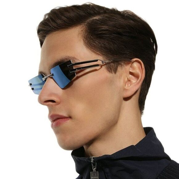 Balmain Women Sunglasses Titanium Silver Blue Mirror Geometric FIXE BPS-123E-54 - Picture 3 of 13